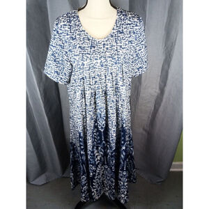 Women's Blue White Patterned Maxi Dress L